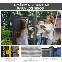 HOMCOM Red de Seguridad de Reemplazo para Trampolín Ø244 cm con Puerta con Cremallera para 6 Postes Rectos Ø244x180 cm Negro(m-5)