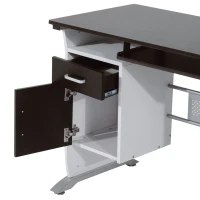 HOMCOM Bureau informatique design 100L x 52l x 75h cm brun noir et blanc(m-9)