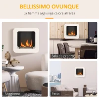 HOMCOM Camino Bioetanolo a Parete in Metallo da 2.5h di Combustione con Serbatoio 1.5L e Copertura 20m², 48x18x48 cm, Bianco(m-6)