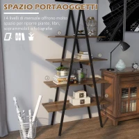 HOMCOM Scaffale Libreria 4 Livelli in Truciolato e Acciaio ad A(m-4)