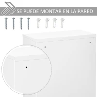 kleankin Botiquín de Pared de Metal con 3 Estantes y Cierre con Llave Armario de Medicamentos 40x18x60 cm Blanco(m-6)