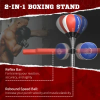 SPORTNOW Adjustable Speed Bag, Boxing Bag, with Sand, Reflex Bar, Punching Pad, Multicoloured(m-4)