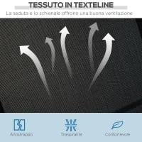 Outsunny Dondolo da Giardino a 3 Posti in Metallo, Tetto Parasole Rimovibile e Lavabile, Nero e Argento, 171x108x154cm(m-5)