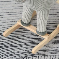 HOMCOM Caballito Balancín Infantil para Niños de +3 Años Caballo Mecedora de Felpa con Sonidos de Relincho y Galope Base de Madera Carga 45 Kg 73x35x64 cm Azul y Rayas Gris(m-9)