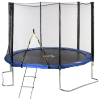 HOMCOM Trampolin Ø345 cm Gartentrampolin mit Sicherheitsnetz Randabdeckung gepolstert Stahl Schwarz+Blau bis 100 kg(m-10)