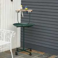 PawHut Bird Perch Stand with Four Wheels, Feeding Bowls, for Small, Medium Birds, Green(m-2)