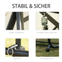 Outsunny Hollywoodschaukel Gartenschaukel Schaukel Schaukelbank mit Liege-Funktion, 3 Sitzer, Metall+Polyester, Weiß, 200 x 125 x 170 cm(m-6)