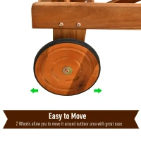 Outsunny Outdoor Acacia Wood Texteline Beach Sun Lounger Garden Patio Sunbed Recliner Chaise Adjustable Backrest with Wheels(m-6)