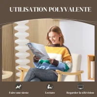 HOMCOM Fauteuil à bascule rocking chair assise rembourrée avec pieds en bois - dim. 66l x 92P x 78H cm, beige(m-4)