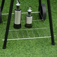 Outsunny Parilla para Barbacoa de Carbón con Rejilla a Diferentes Alturas Parilla de Calentamiento con Estante Redondo para Almacenaje 51x70x75,5 cm Rojo y Negro(m-8)