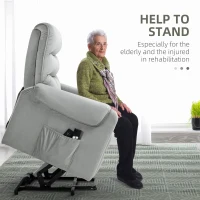 HOMCOM Vibration Massage Rise and Recliner Chair, Electric Power Lift Recliner with Remote Control and Side Pockets, Grey(m-4)