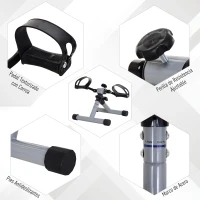 HOMCOM Mini Bicicleta Estática de Pedales Plegable con Resistencia Ajustable para Piernas y Brazos 33x34x32 cm Plata(m-6)