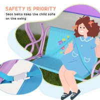 Outsunny 4PCs Kids Garden Furniture Set w/ 2 Seater Garden Swing Chair with Adjustable Canopy, Childrens Table and Chair Set with Parasol, for Toddler Girls 3-6 Years Old(m-7)