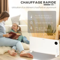 HOMCOM Radiateur électrique convecteur 2000 W écran LED et télécommande sur pieds ou mural pièce 15-20㎡ blanc(m-5)