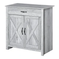 HOMCOM Aparador de Cocina Buffet para Salón con 1 Cajón 2 Puertas y Estante Interior Ajustable Mueble Auxiliar Decorativo para Comedor 80x39,7x80 cm Gris(m-10)