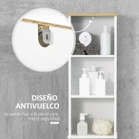 kleankin Armario de Baño con 1 Cajón 1 Puerta 3 Estantes Columna de Baño Mueble Auxiliar para Aseo 34x30x163 cm Blanco(m-7)