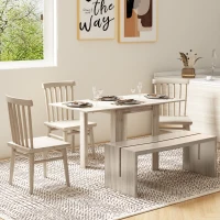 HOMCOM Four-Seater Drop Leaf Dining Table - Wood Effect(m-10)
