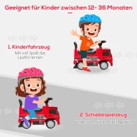 HOMCOM Rutscherfahrzeug Rutscherauto Babyrutscher Kinderfahrzeug lizenziert von Mercedes ANTOS-LKW-Stil mit Licht für Kinder von 12 bis 36 Monaten Metall PP-Kunststoff Rot+Schwarz 62,5x28,5x45cm(m-6)