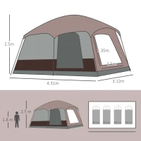 Outsunny 3-4 Man Two Room Camping Tent Dome Tent with Vestibule, UV50+ Cabin Tent with 3000 mm Water Column, Groundsheet, Portable Carry Bag, for Travel, Hiking, Sport(m-3)