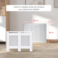 HOMCOM Cubre Radiadores, 111.5x19x82 cm, Cubierta para Radiador Moderna de MDF, con Estante Superior y Listones, para Salón, Dormitorio, Pasillo, Blanco(m-8)