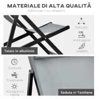Outsunny Set 2 Sedie Poltrona Sdraio da Esterni, Pieghevoli e Reclinabili, in Alluminio, 96.5x58x91.5 cm, Grigio Scuro(m-6)