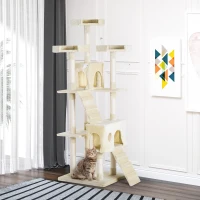PawHut Cat Tree for Indoor Cats Play Tower Activity Center Kitten Scratch Post Climbing Tower 181 cm(m-2)