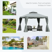 Outsunny Gartenpavillon Pavillon Gartenzelt Festzelt Partyzelt mit 4 x Seitenwand wetterfest Aluminium Polyester Grau 3 x 3 x 2,7 m(m-7)