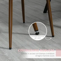 HOMCOM Sedie da Cucina Imbottite, Set 4 Pezzi in Poliestere e Acciaio, 47x55x86 cm, Grigio(m-6)