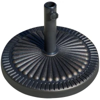 Outsunny Base de Sombrilla de Jardín Peso Neto 14,28 kg Soporte de Parasol Redondo Apto para Postes de 38mm/48mm Resina y Acero para Terraza Patio Exterior Ø48,5x33 cm Bronce(m-1)