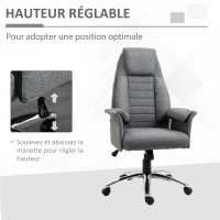 HOMCOM Fauteuil de bureau ergonomique chaise de bureau à bascule hauteur réglable roulettes pivotantes 69 x 68 x 126 cm gris(m-5)