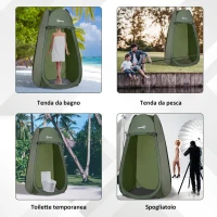 Outsunny Tenda da Doccia Pop Up Impermeabile in Poliestere e Plastica, 100x100x185 cm, Verde Militare(m-6)