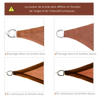 Outsunny Voile d'ombrage rectangulaire 3 x 3 m polyéthylène Haute densité Protection UV Avec sac de rangement - Coloris rouille(m-7)