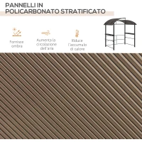 Outsunny Gazebo per Barbecue con Tetto e 2 Ripiani Portaoggetti, in Metallo e PC, 240x150x230cm, Grigio Scuro(m-4)