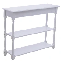 HOMCOM Mueble Recibidor Pasillo Mesa Consola Entrada Mesa Auxiliar con 2 Estantes 100x30x80cm Madera(m-1)