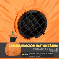 Outsunny Calabaza Inflable de Halloween con Gato Decoración de Halloween con Luces para Exterior 76x64x91-115 cm Naranja(m-4)