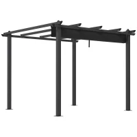 Outsunny Pergola Gazebo 3x3 m con 8 Fori di Drenaggio, in Alluminio, Metallo e Poliestere, Grigio Scuro(m-10)