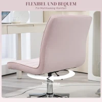 HOMCOM Bürostuhl Office-Stuhl Schreibtischstuhl, höhenverstellbar, Samtoptik, 51 cm x 64 cm x 78-88 cm, Rosa(m-5)