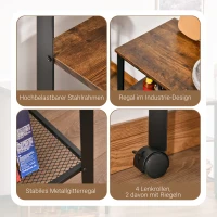 HOMCOM Küchenwagen Rollwagen mit 3 Ebenen Küchenrollwagen mit Tischplatte und Regalen, Küchenregal auf Rollen, im Vintage-Industriedesign Allzweckwagen für Küche Bad Büro Wohnzimmer Natur(m-5)