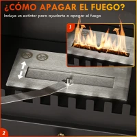HOMCOM Estufa de Bioetanol de Pie con Tanque de 0,9 L Apagallamas de Acero Inoxidable Tiempo de Combustión 3H 45x28x54 cm Negro(m-5)