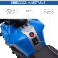 HOMCOM Moto Eléctrica para Niños de 18-48 Meses 6V con Faros Bocina 2 Ruedas de Equilibrio 88,5x42,5x49 cm Azul y Negro(m-5)