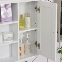 HOMCOM Armadietto 3 Ripiani Anta Design Moderno Salvaspazio da Parete Bagno e Cucina Legno 53x14,5x50.5cm Bianco(m-7)