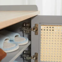 HOMCOM Mueble Zapatero para 6 pares de Zapatos Armario con Puertas de Rejilla de Estilo Cannage 80x35x45 cm Gris(m-7)