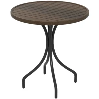 Outsunny Φ66cm Galvanised Steel Garden Table - Brown(m-1)