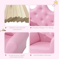 HOMCOM Kindersofa mit Ottomane, Kindercouch Prinzessinnen Kindercouch Mini Couch für Kuschelecke, Kinderzimmer, Spielzimmer, Schlafzimmer, Rosa(m-4)