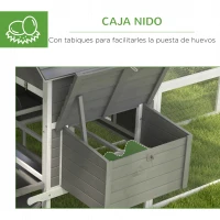 PawHut Gallinero de Madera 310,5x149,5x149cm Jaula para 4-6 Gallinas con 2 Ventanas Puertas Nido Bandeja Extraíble y Rampa Gris(m-6)