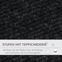 PawHut Haustiertreppe Katzentreppe Hundetreppe mit 3 Stufen für Katzen und Hunde klappbar Holz+MDF 40,8 x 56,5 x (42,5-51,5) cm(m-6)