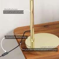 HOMCOM Tischlampe mit Rattan-Lampenschirm, Metallrahmen, inkl. LED-Birne, Farbe: Bronze+Rattan(m-7)