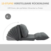 HOMCOM Tiefer Relaxsessel, 13 Positionen, Leinenoptik, Metallstruktur, 100 x 71 x 54 cm, Grau(m-5)