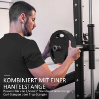 SPORTNOW 4er Gewichtsplatten-Set für Training, Fitnessstudio, Heimtraining, Stärke-Training, 2 x 7,5 kg und 2 x 5 kg, Schwarz(m-5)