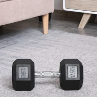 HOMCOM 17.5KG Single Rubber Hex Dumbbell Portable Hand Weights Dumbbell Home Gym(m-2)